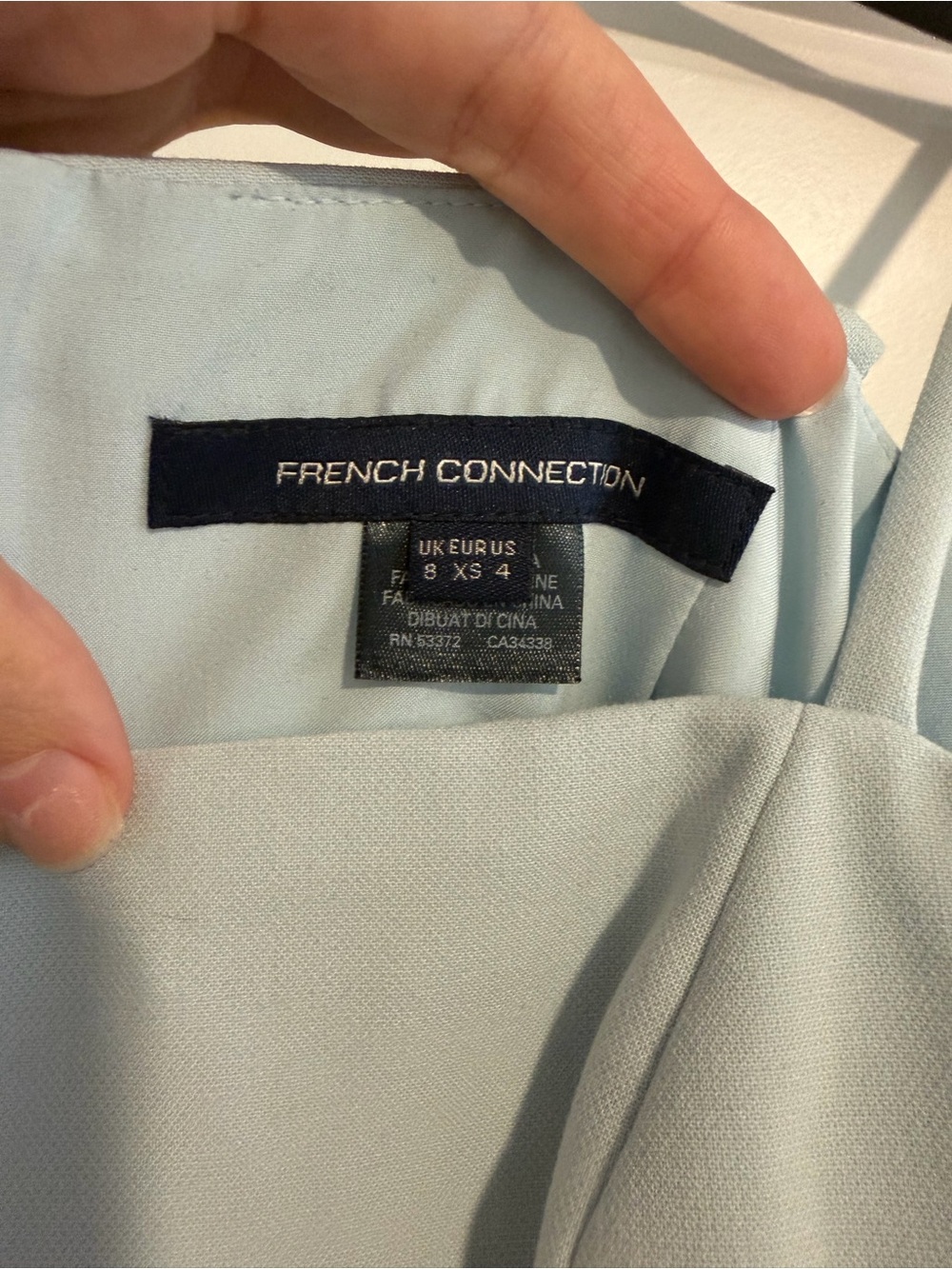 French Connection Light Blue Spaghetti Strap Ruffle-Hem Mini Dress - Picture 3 of 3